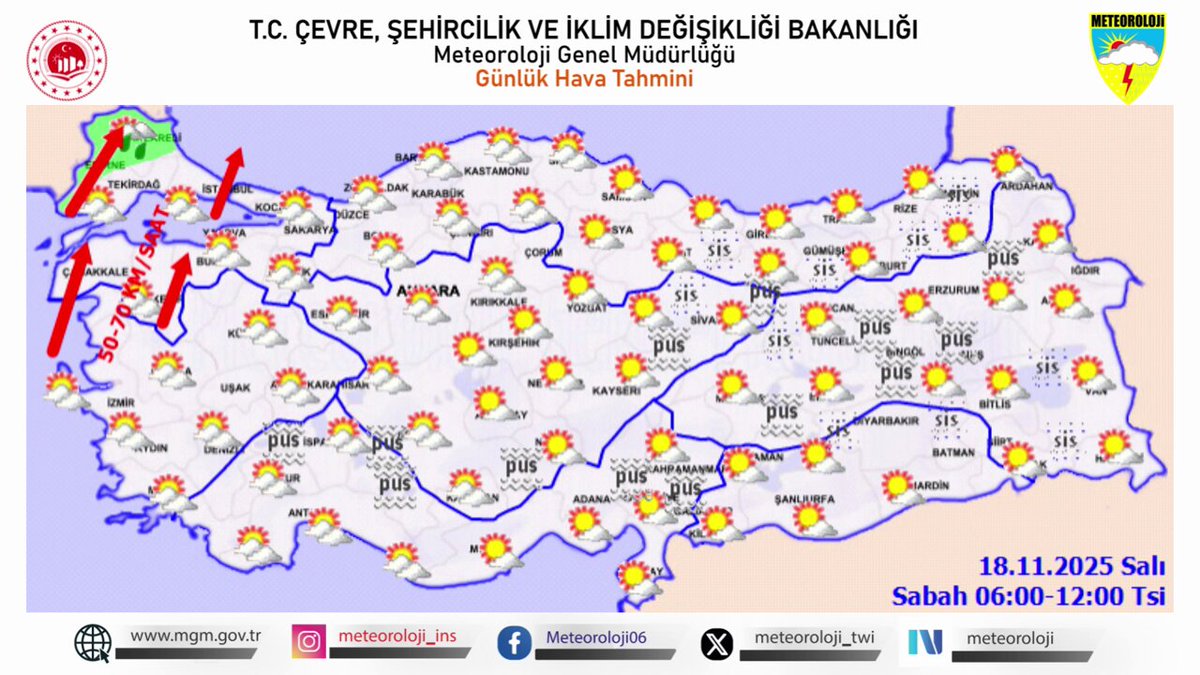 Meteoroloji'den Kuvvetli Rüzgar Uyarısı