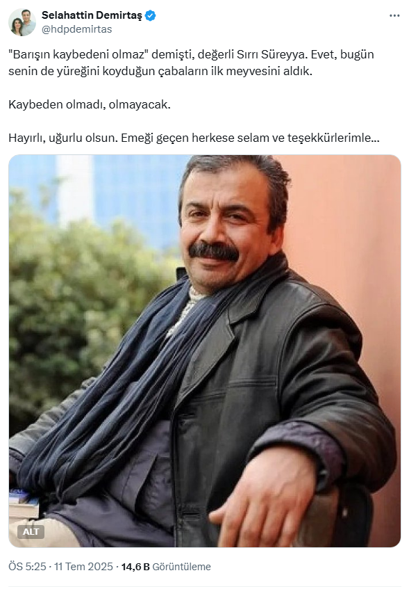 Selahattin Demirtaş'tan PKK Silah Bırakma Töreni Açıklaması