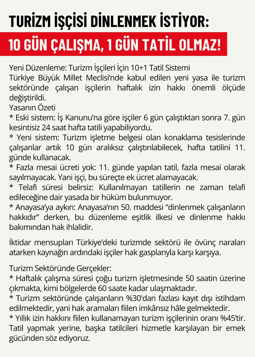 Turizm İşçilerinin Çalışma Koşullarına Kamu Emekçileri Sendikası Konfederasyonu'ndan Tepki