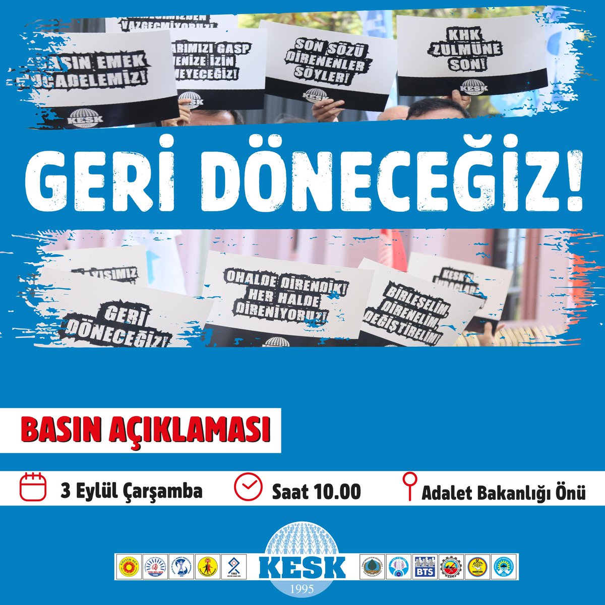 Kamu Emekçileri Sendikası Konfederasyonu Adalet Bakanlığı Önünde Eylem Düzenliyor