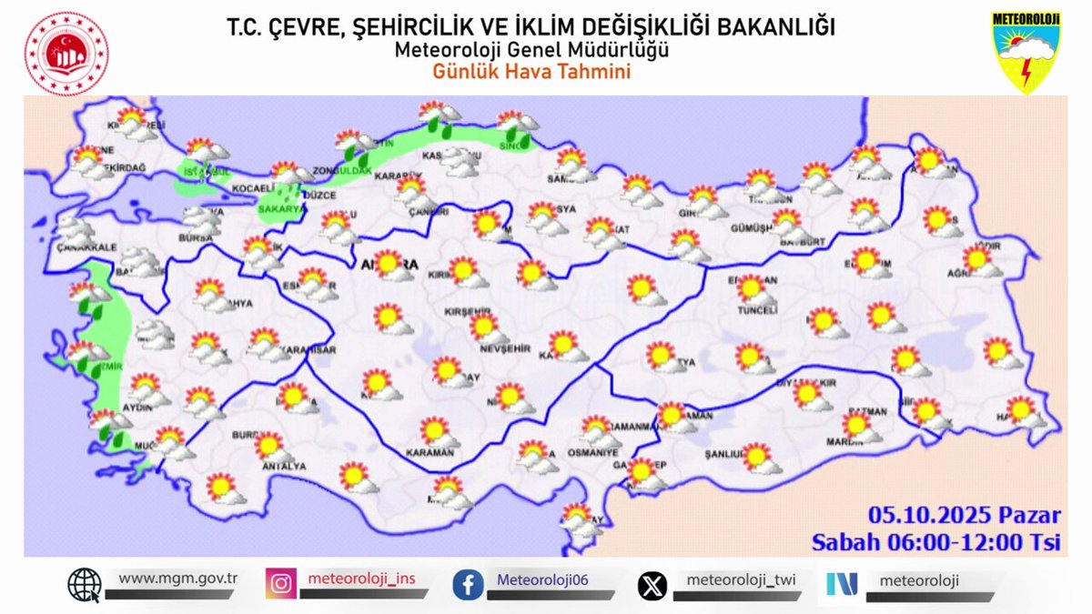 Meteoroloji'den 5 Ekim Hava Durumu Açıklaması: Sıcaklıklar Mevsim Normallerinin Üzerinde Seyredecek